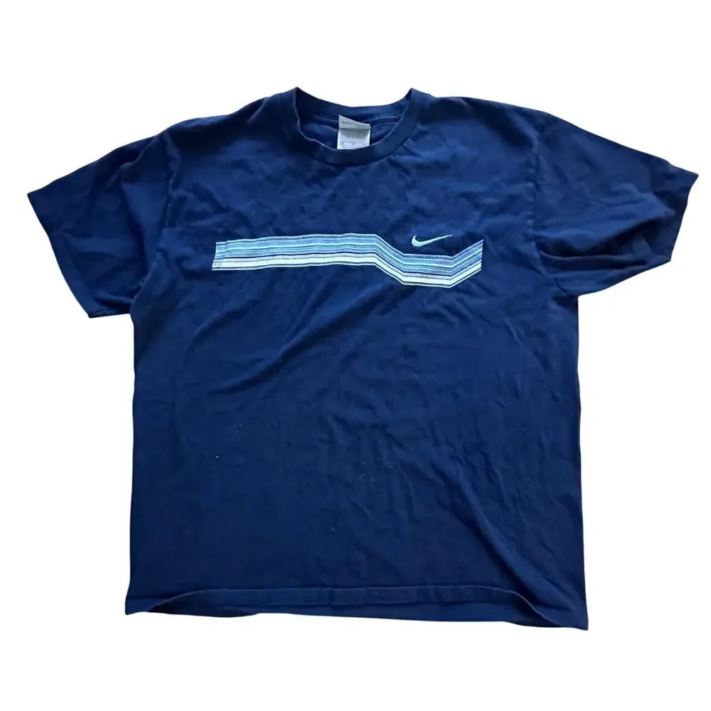 VINTAGE x NIKE Mens Womens 90s Y2K Navy Blue Tee